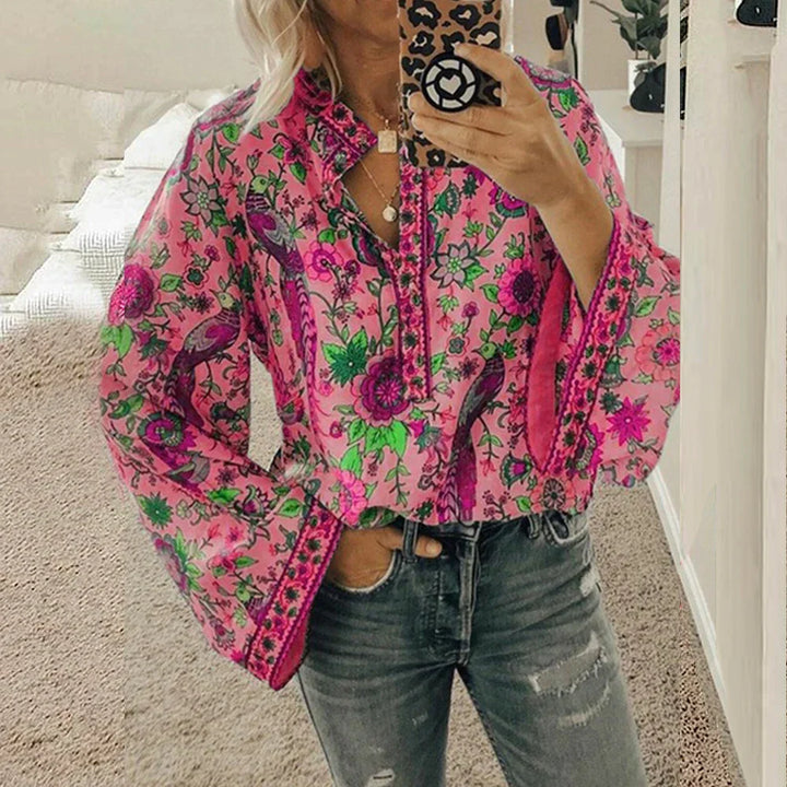 Cynthia - Bohemian Floral Blouse for a Feminine Look