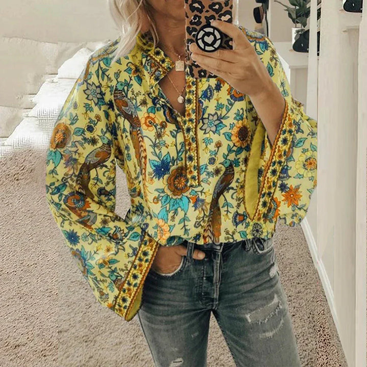 Cynthia - Bohemian Floral Blouse for a Feminine Look