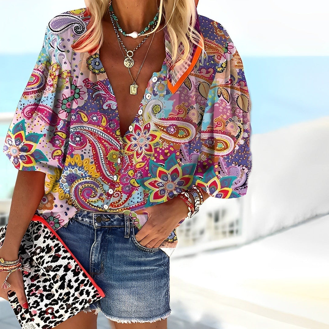 Kendra - Elegant Blouse with Unique Mandala Print for Women