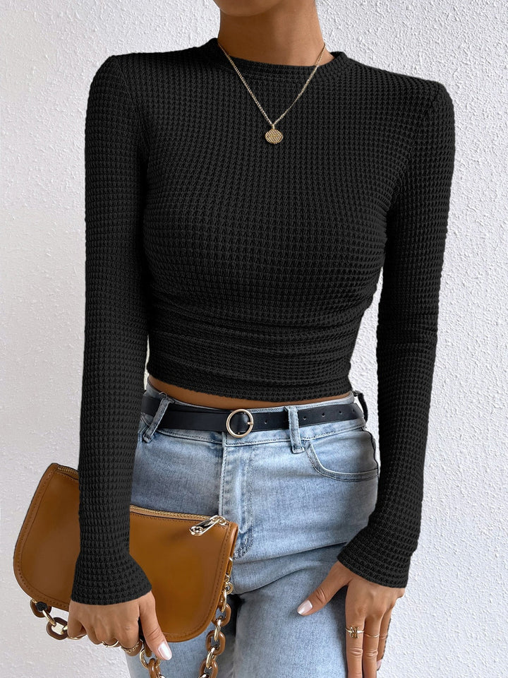 Monica - Stylish Casual Autumn T-Shirt with Round Neck and Long Sleeves for Women