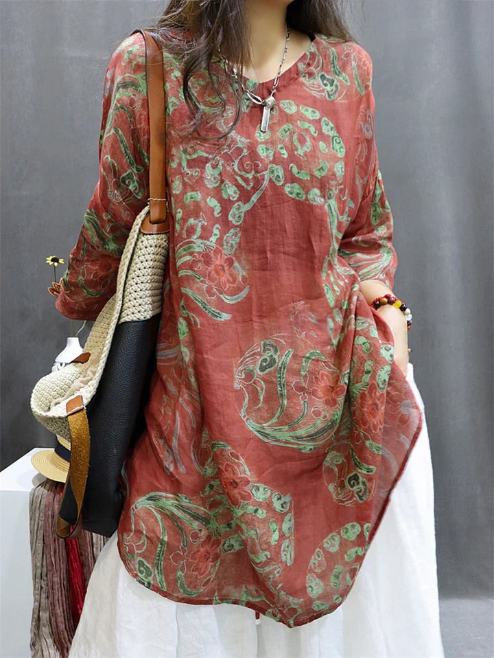 Floriana - Printed linen top