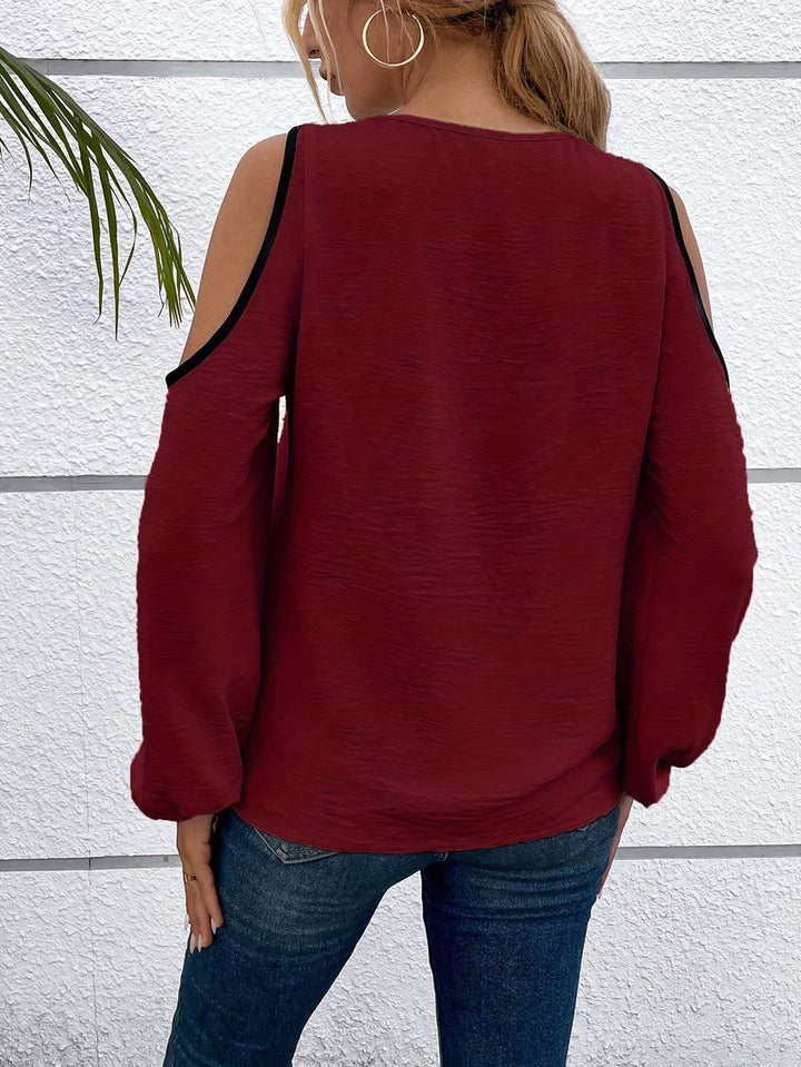 Elegant Colourful Blouse with Square Neckline and Long Sleeves