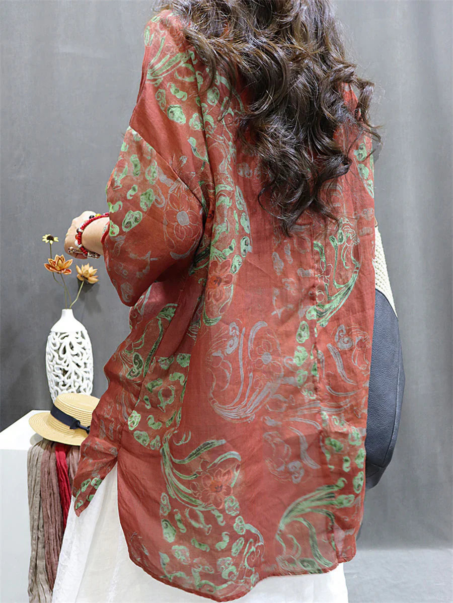 Floriana - Printed linen top