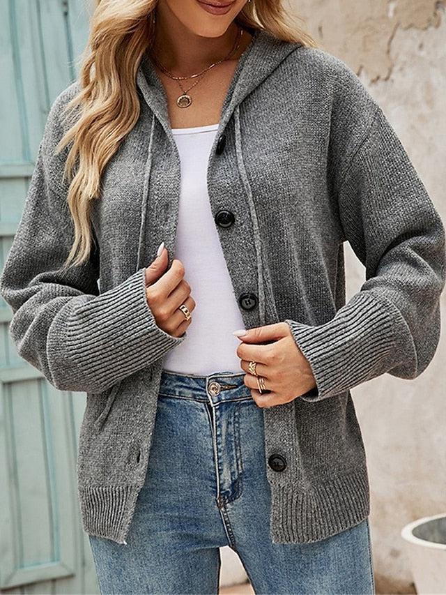 Sarah™ - Grey Plain Hoodie Sweater