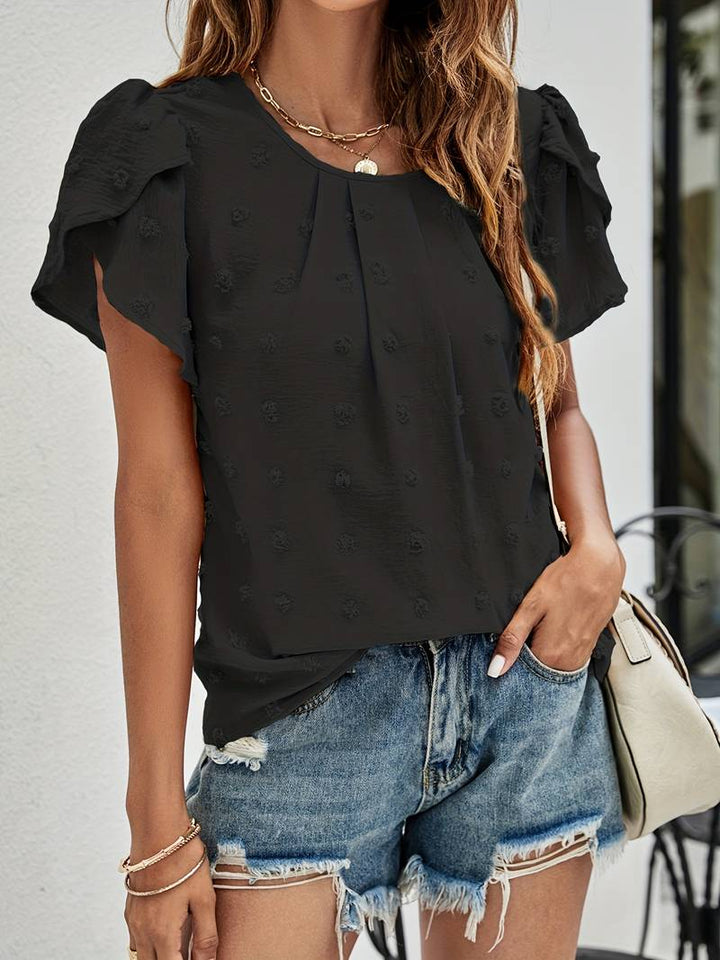Charice - Enchanting Swiss Shirt with Petal Sleeves for Women