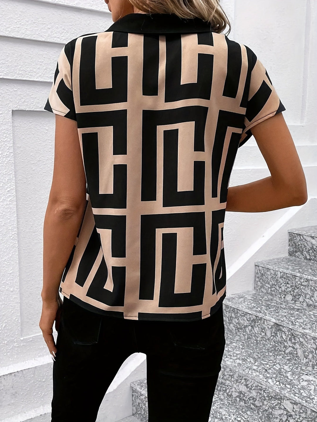 Sabine - Elegant Geometric Blouse for Women