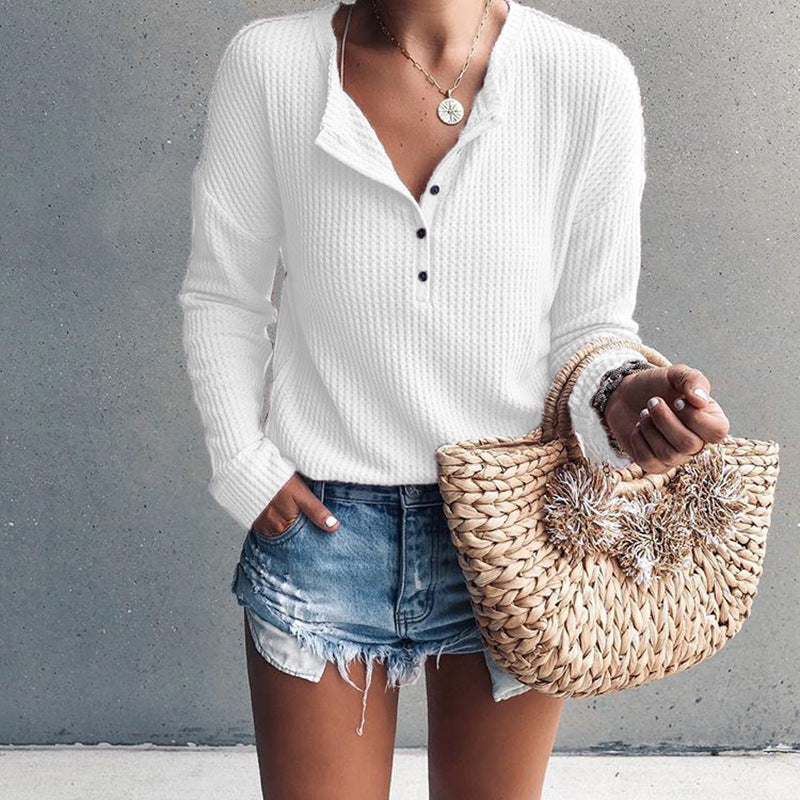 Elena - Stylish V-Neck Blouse for the Perfect Autumn and Spring Look