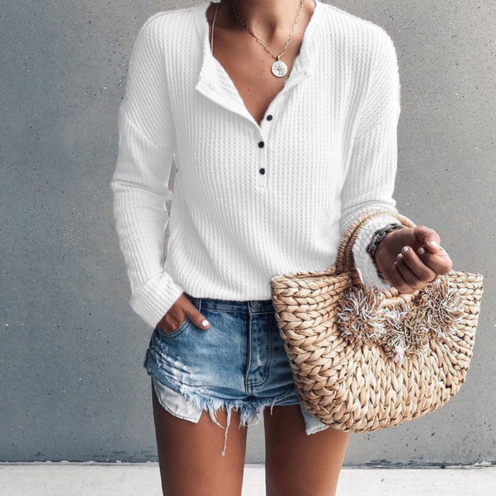 Elena - Stylish V-Neck Blouse for the Perfect Autumn and Spring Look