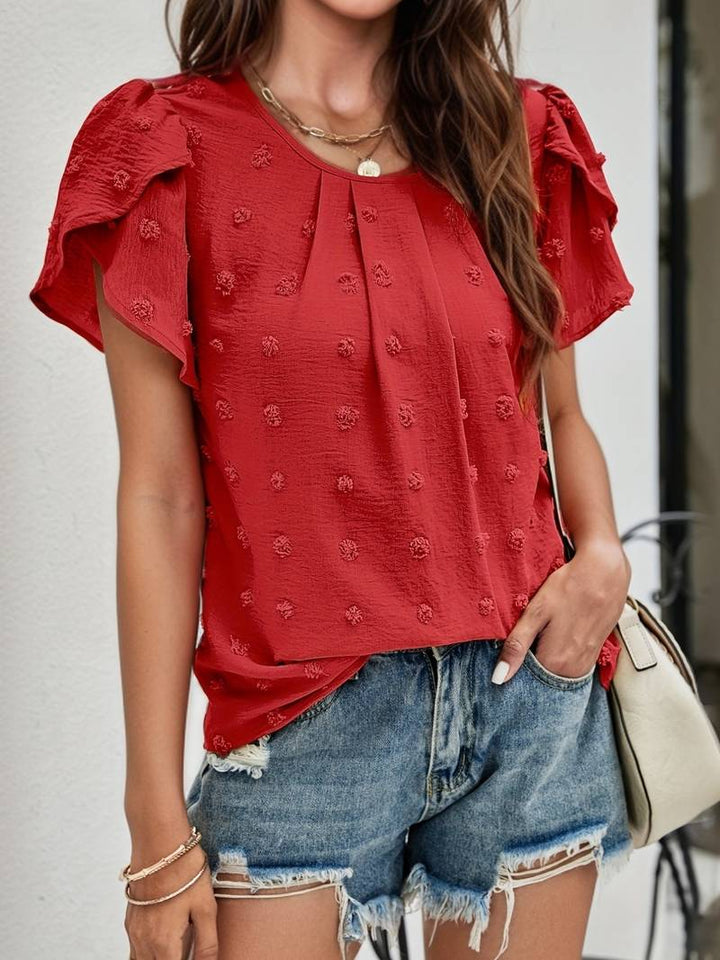 Charice - Enchanting Swiss Shirt with Petal Sleeves for Women