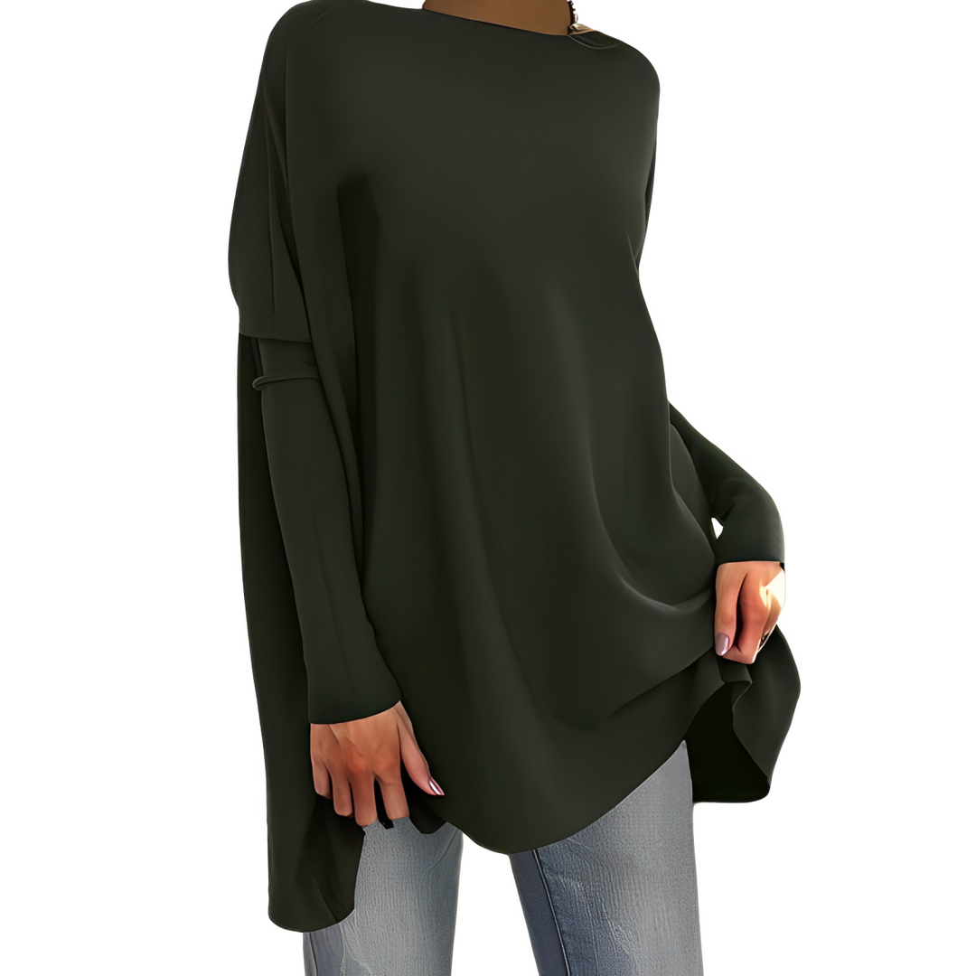 Kiana - Stylish Oversized Blouse with Long Sleeves and Round Neck for Women, Perfect for Autumn!