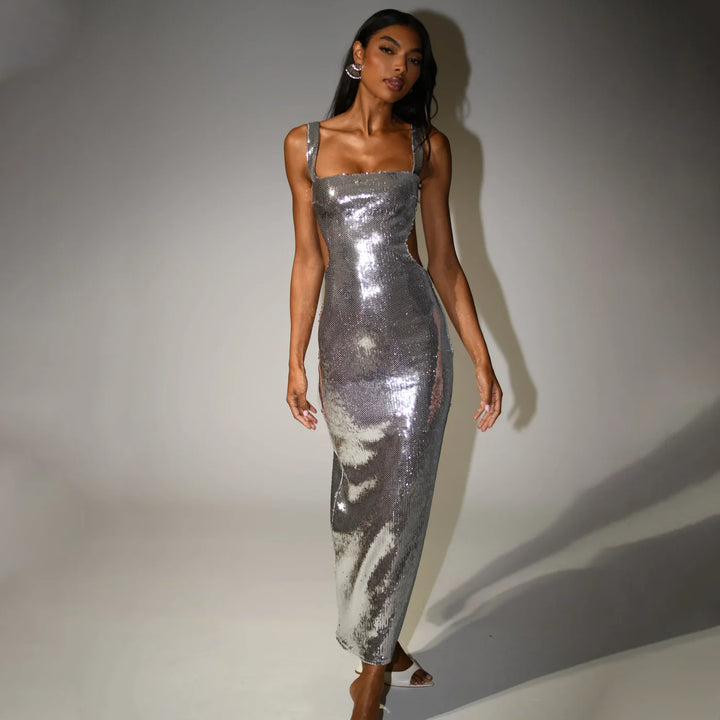 Maya™ - Silvery Maxi Dress