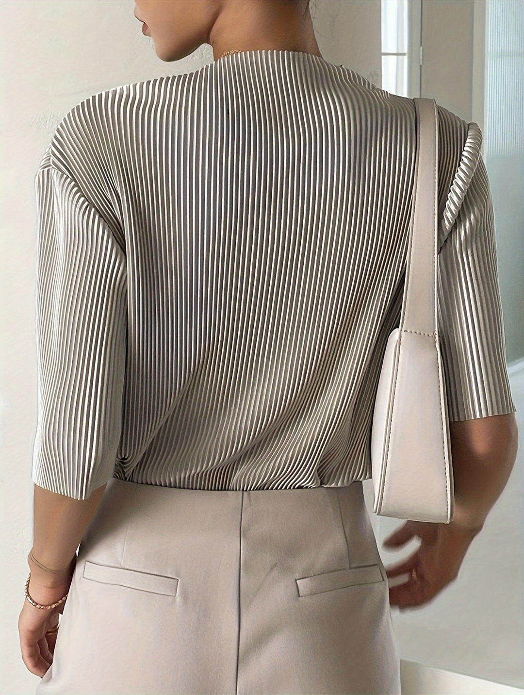 Marie - Elegant White Pleated Blouse for Women