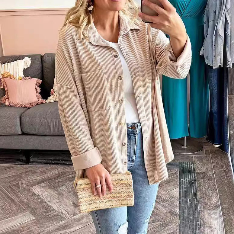 Aria - Elegant Striped Long Sleeve Blouse for the Fashion-conscious Woman this Autumn