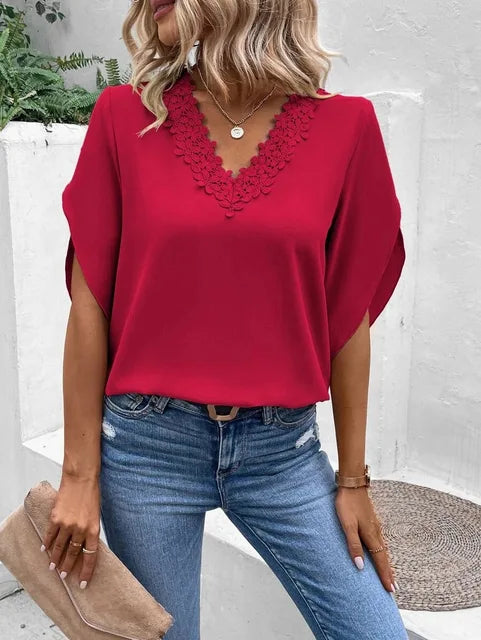 Ella - Stylish and Comfortable V-Neck Lace Top for Women