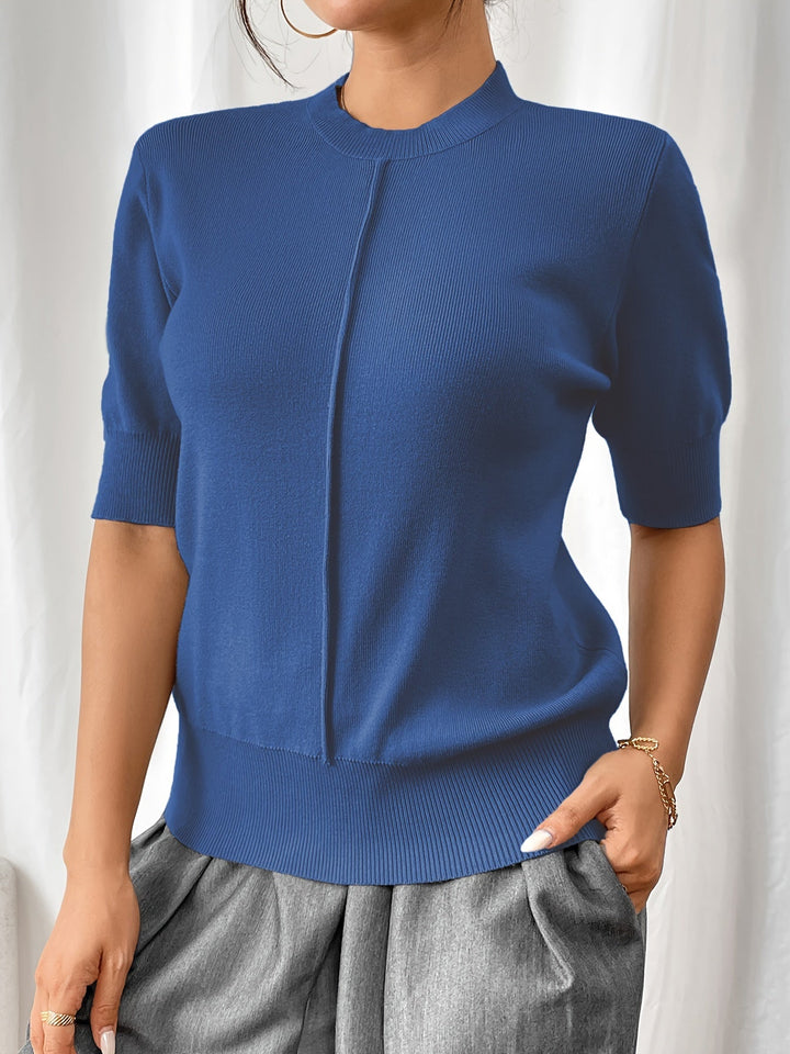Chic Summer Knit Mock Neck Top for Women | Elise