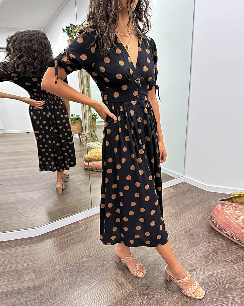 Rachelle - Stylish Midi Dress with Playful Dots