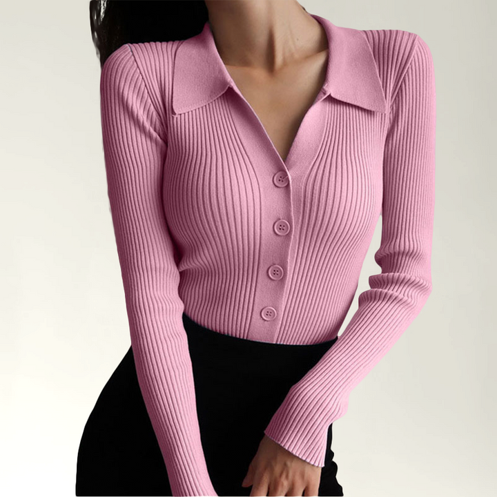 Piper - Elegant Ribbed Slim Fit Polo for Women for a Stylish Autumn