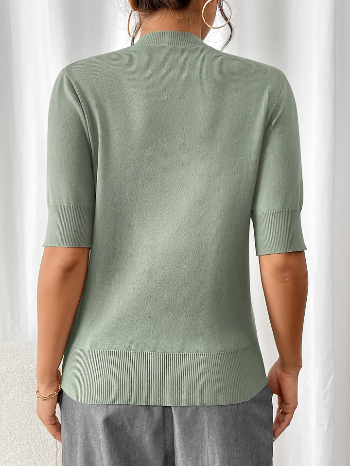 Chic Summer Knit Mock Neck Top for Women | Elise