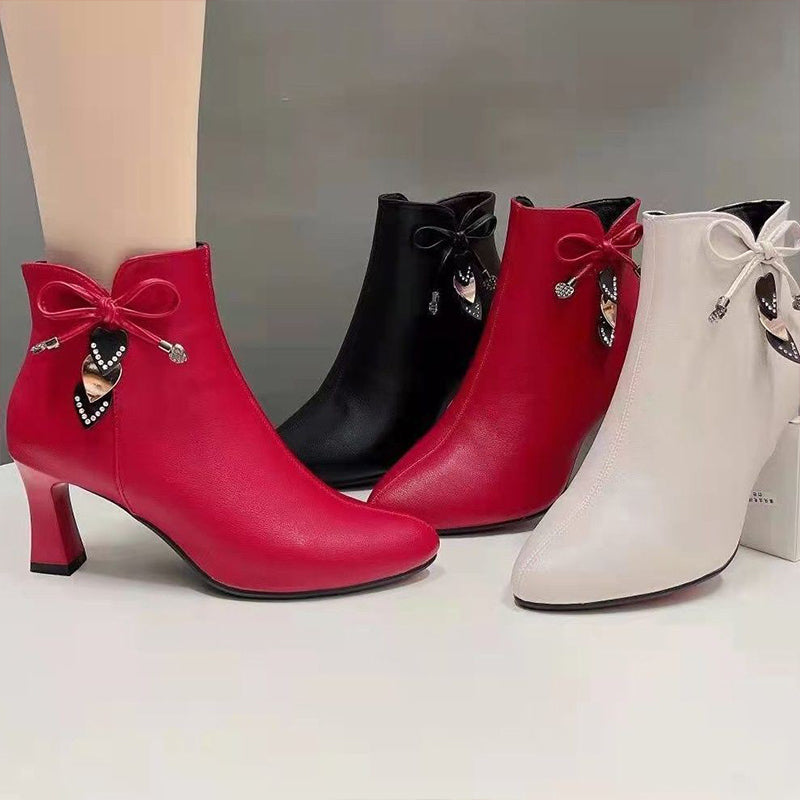 Paola™ - Suede Ankle Boots with Bow