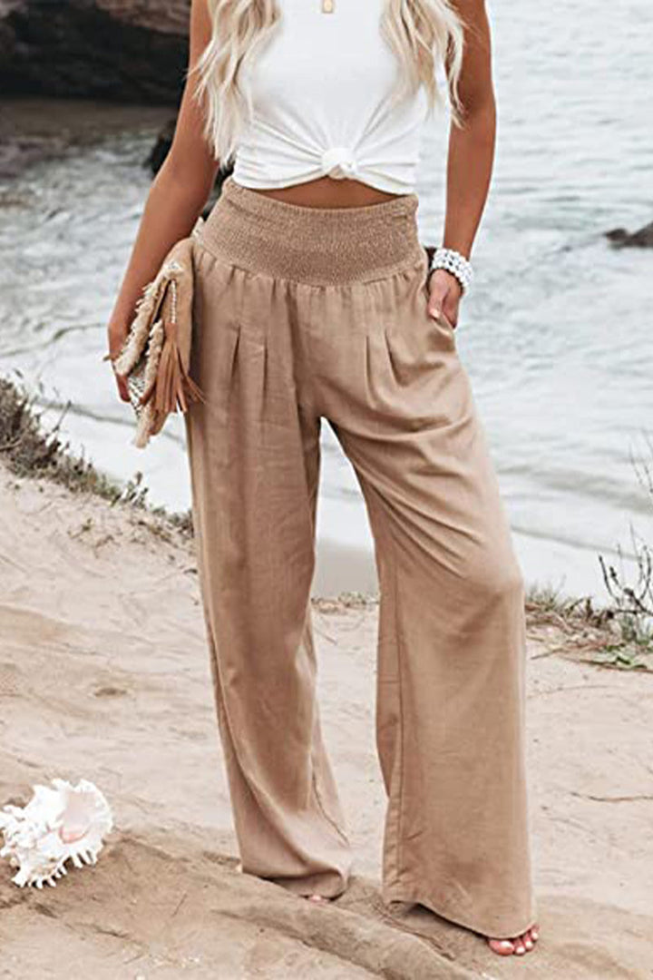 Lucy™ - High-Waist Cotton Palazzo Trousers