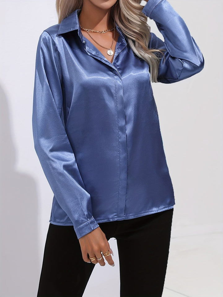 Zariah - Elegant Satin Blouse for Women in Chic Autumn Style