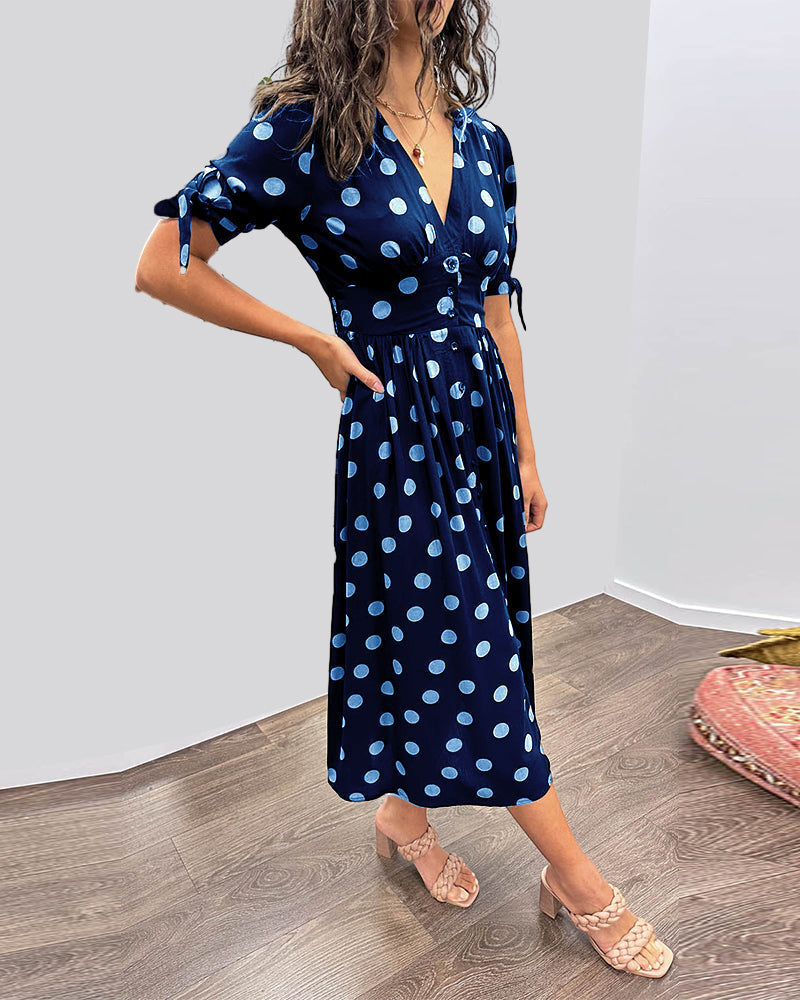 Rachelle - Stylish Midi Dress with Playful Dots