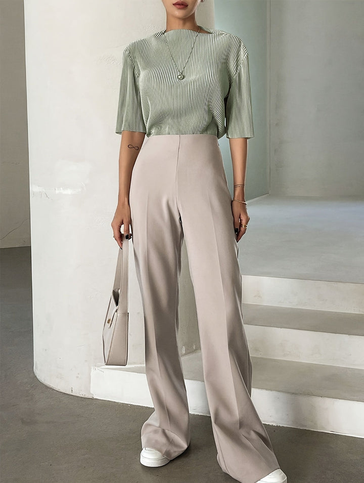 Marie - Elegant White Pleated Blouse for Women