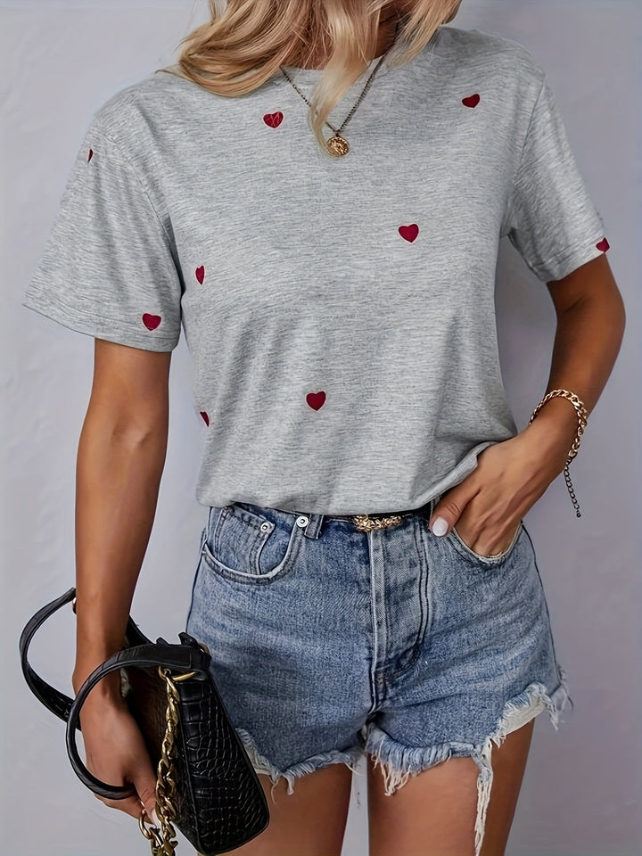 Alissa - Stylish T-shirt with Cute Heart Pattern for Women
