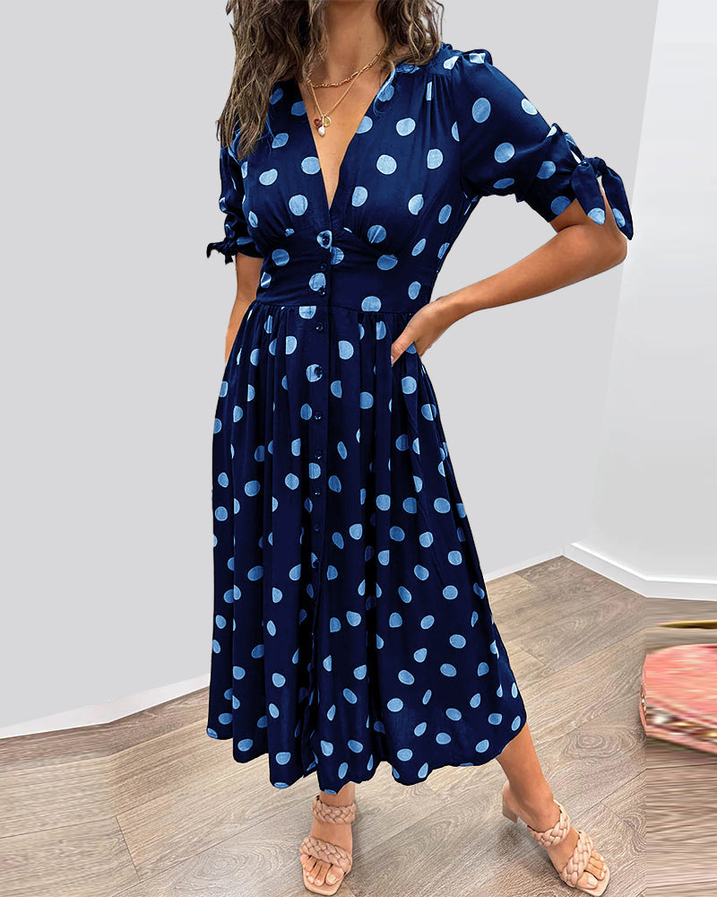 Rachelle - Stylish Midi Dress with Playful Dots