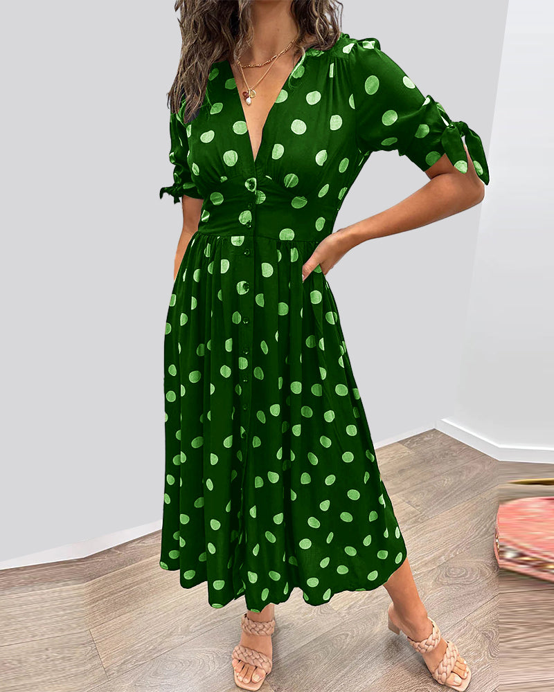 Rachelle - Stylish Midi Dress with Playful Dots