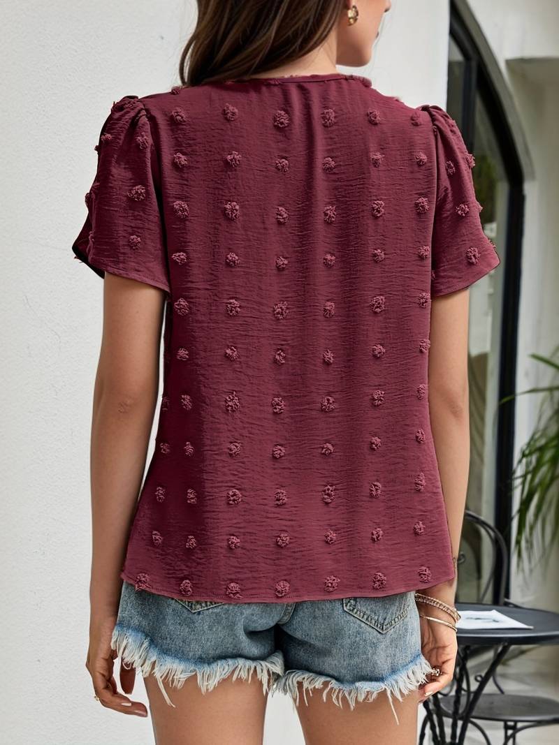 Charice - Enchanting Swiss Shirt with Petal Sleeves for Women