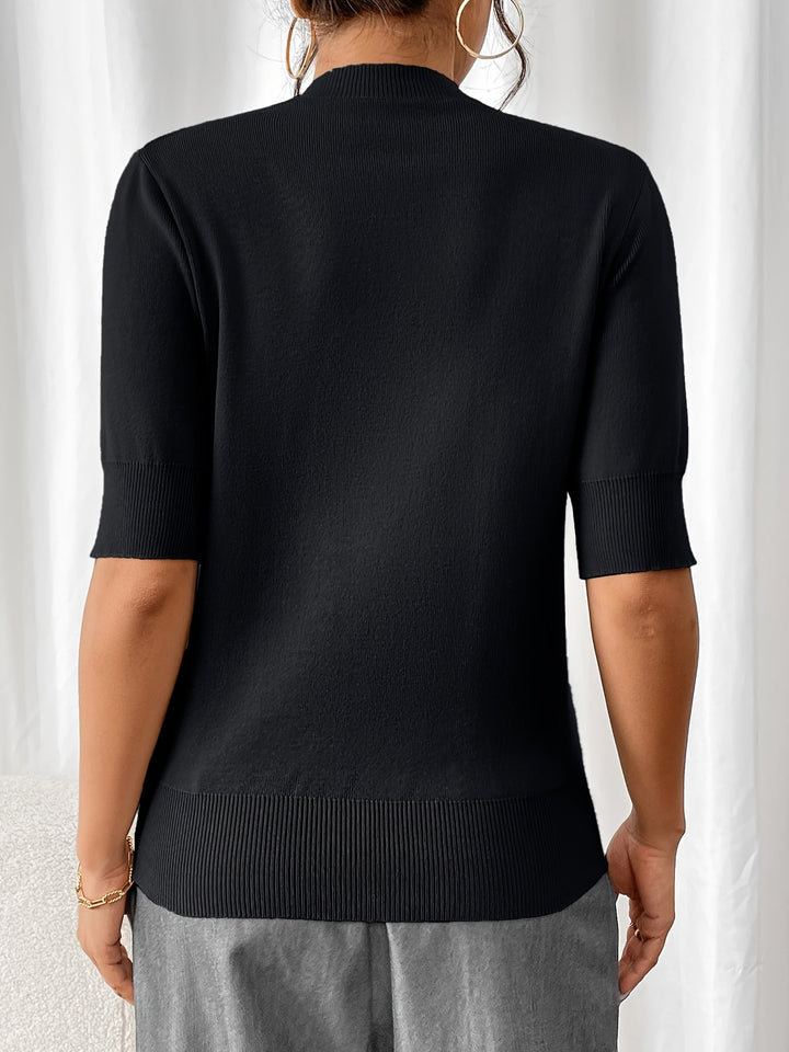 Chic Summer Knit Mock Neck Top for Women | Elise