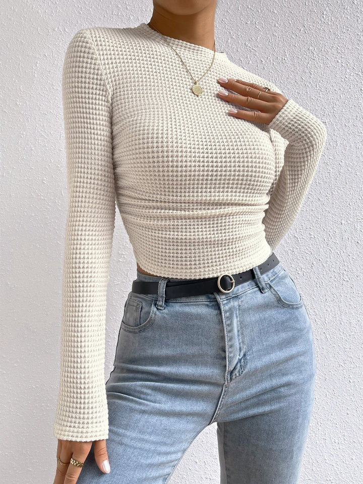 Monica - Stylish Casual Autumn T-Shirt with Round Neck and Long Sleeves for Women