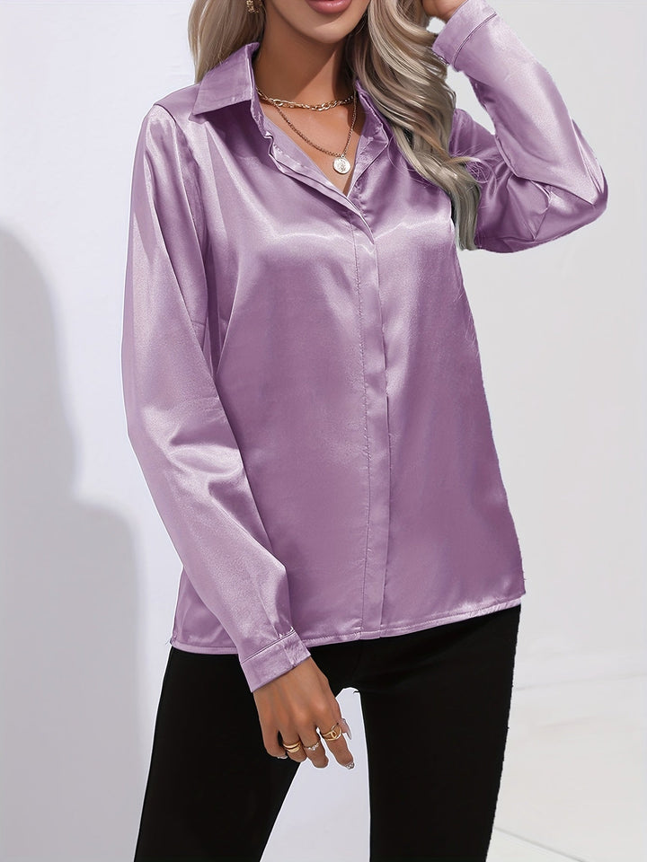 Zariah - Elegant Satin Blouse for Women in Chic Autumn Style