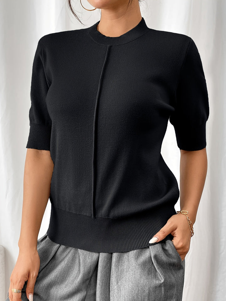 Chic Summer Knit Mock Neck Top for Women | Elise