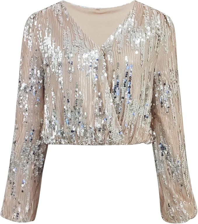 Scarlet - Elegant Classic Long Sleeve Blouse in Silver Colour for Autumn for Women