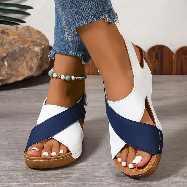 Mabel - Stylish Women's Sandals with Striking Contrasting Wedge Heel