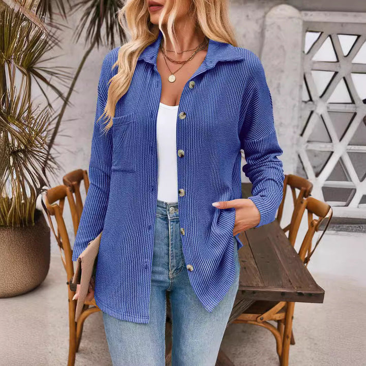 Aria - Elegant Striped Long Sleeve Blouse for the Fashion-conscious Woman this Autumn
