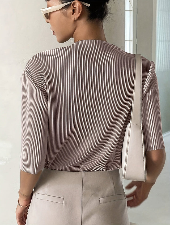 Marie - Elegant White Pleated Blouse for Women