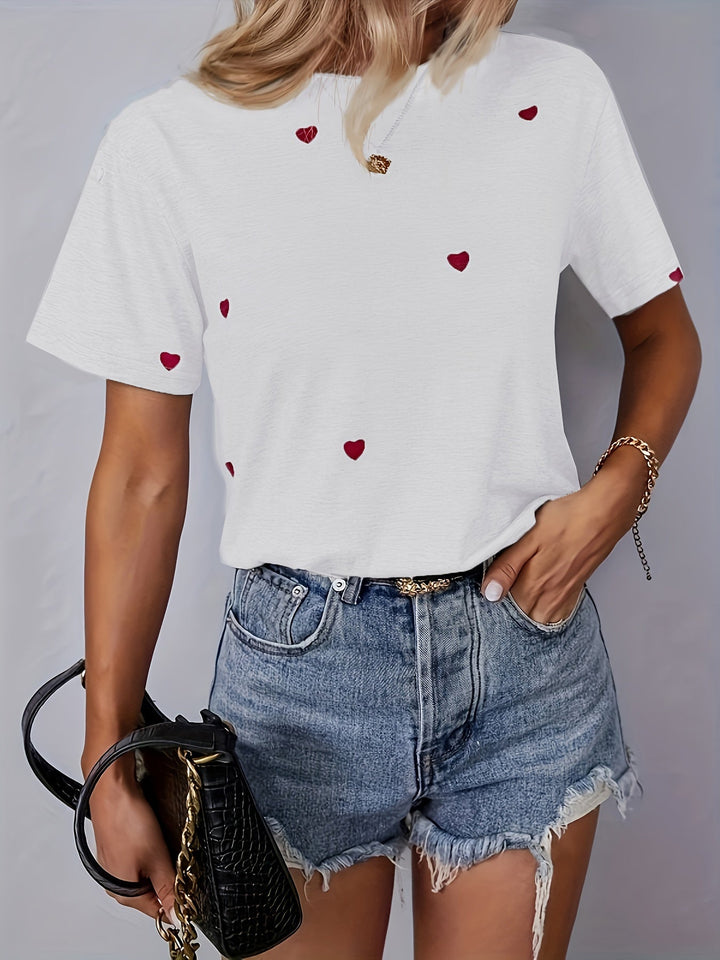 Alissa - Stylish T-shirt with Cute Heart Pattern for Women