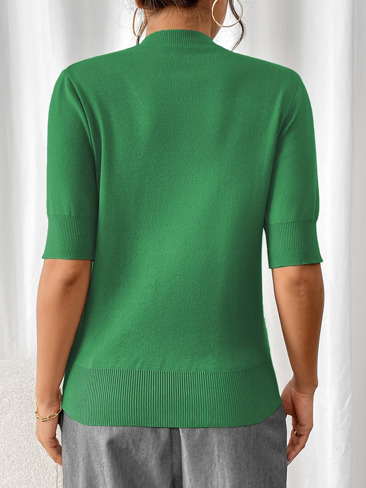 Chic Summer Knit Mock Neck Top for Women | Elise