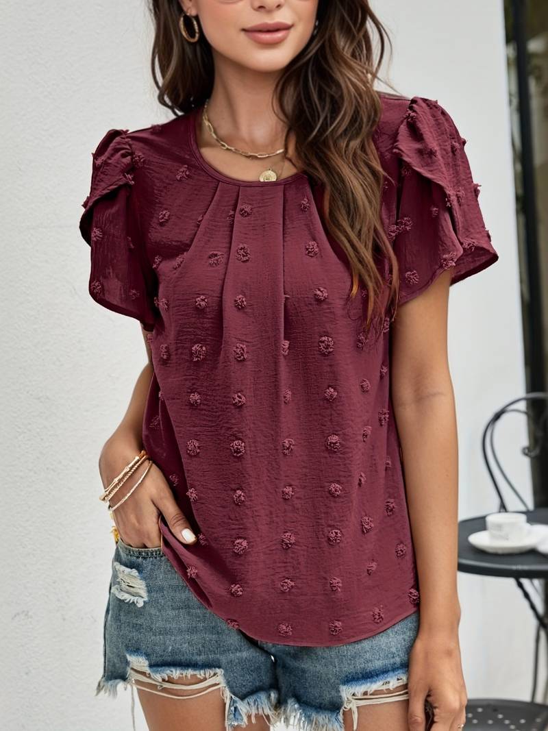 Charice - Enchanting Swiss Shirt with Petal Sleeves for Women