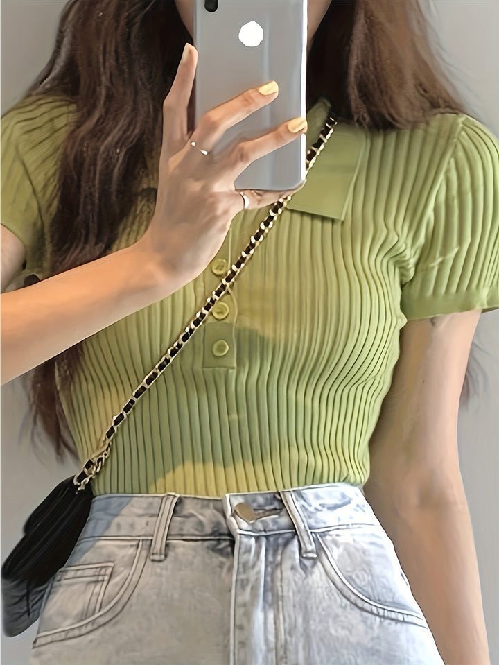 Chic V-Neck Knitted Top for Women | Chloe