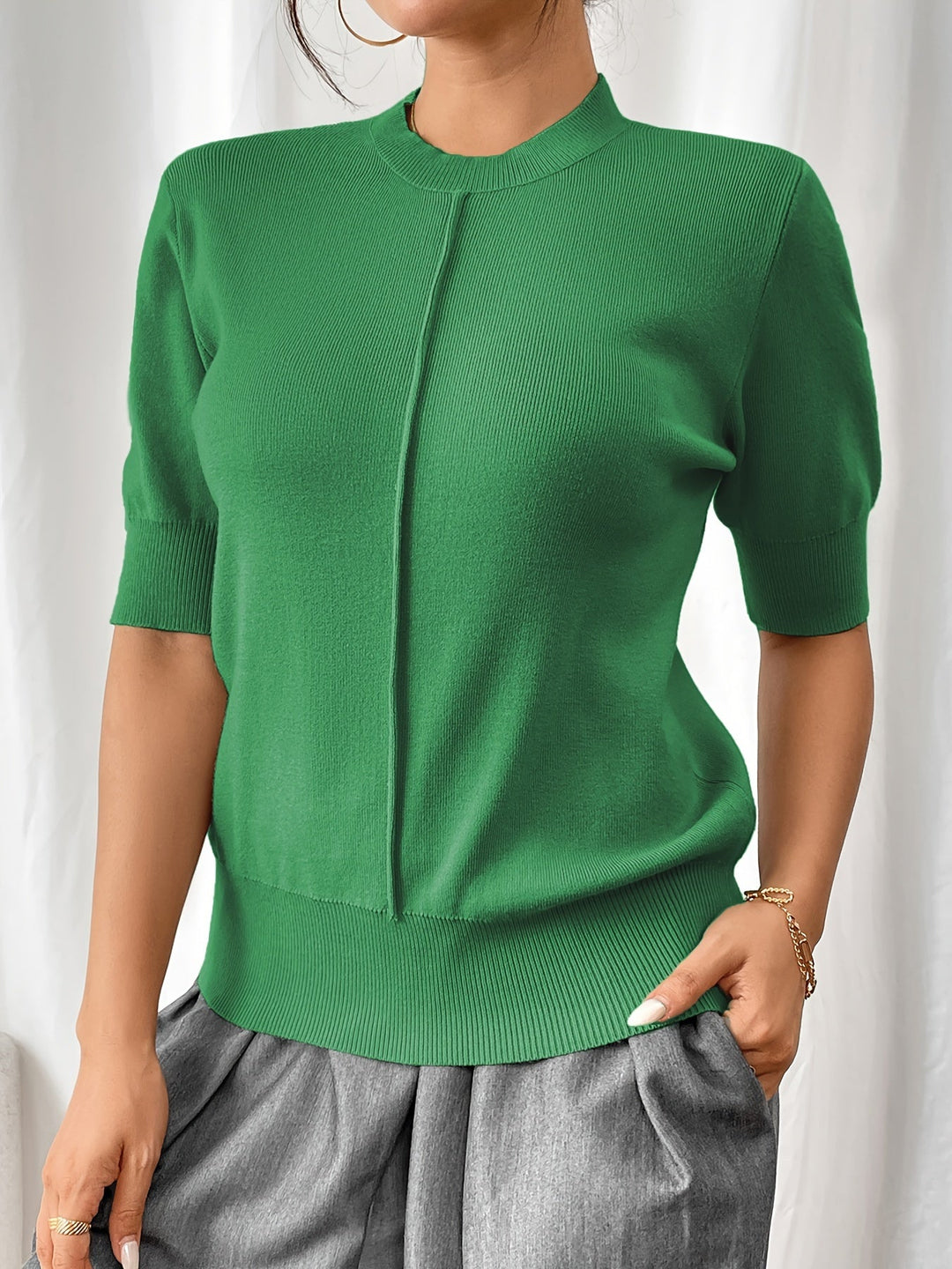 Chic Summer Knit Mock Neck Top for Women | Elise