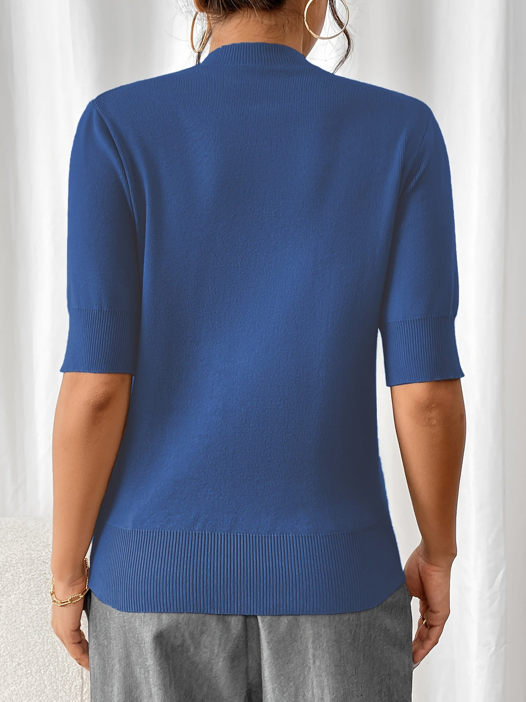 Chic Summer Knit Mock Neck Top for Women | Elise