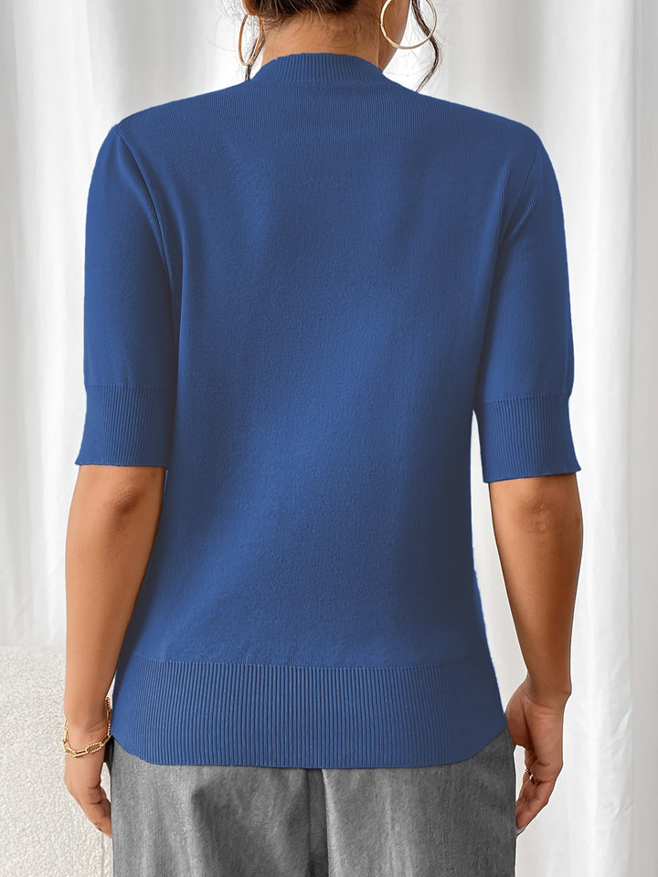 Chic Summer Knit Mock Neck Top for Women | Elise