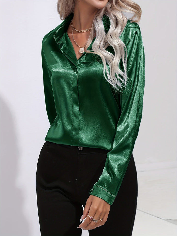Zariah - Elegant Satin Blouse for Women in Chic Autumn Style