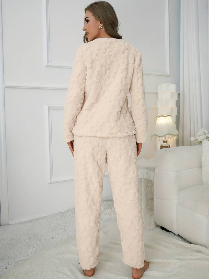Dolores - Elegante Witte Pluche Set met Betoverend Sterrenpatroon voor Vrouwen