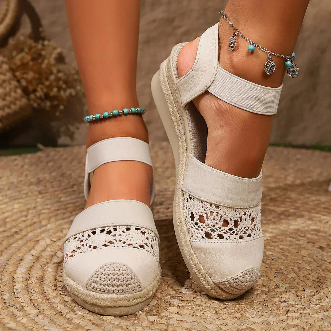 Estelle - Elegant closed toe sandals with stylish wedge heel