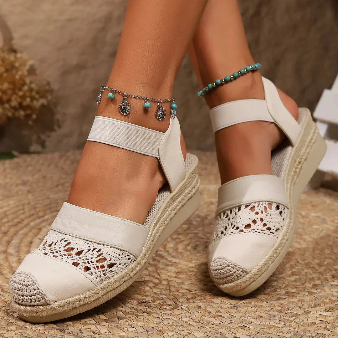 Estelle - Elegant closed toe sandals with stylish wedge heel